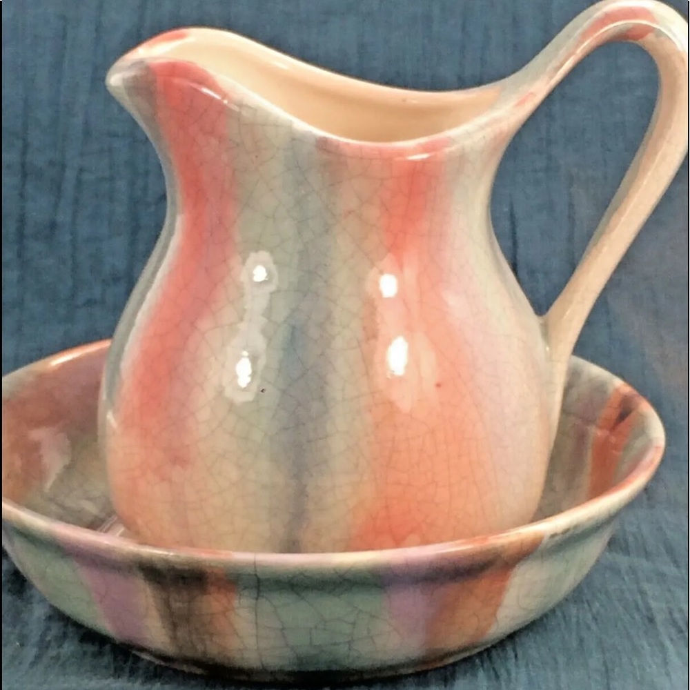 ⭐️Vintage Vohann Of California Original Design Cascade Sienna Pitcher & Bowl MCM